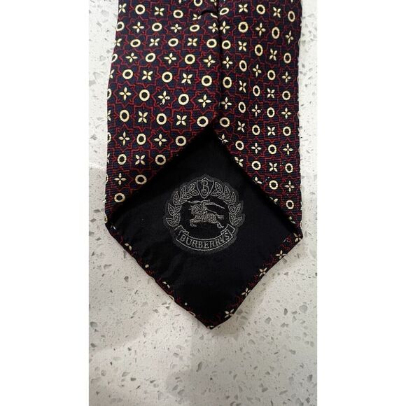 Vintage Silk Burberry London Men's Red, Blue, Gold, Tie, Luxury, Designer. - Picture 1 of 14